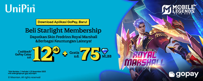 Fredrinn Royal Marshall Hadir di Starlight Desember! Top Up MLBB Pakai GoPay, Cashback s/d 12.000 GoPay Coins + Gratis s/d 75 Diamonds!